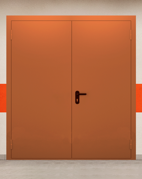 Противопожарная двупольная коричневая дверь EIS 60 без доводчика