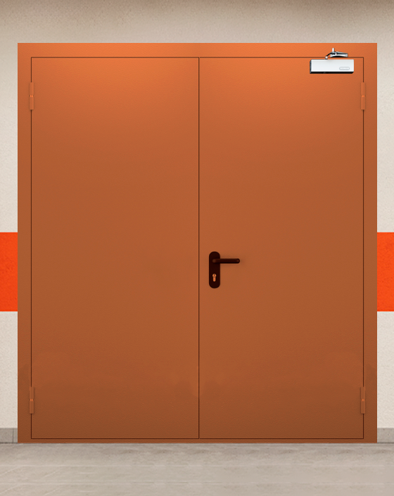 Противопожарная двупольная коричневая дверь EIS 60